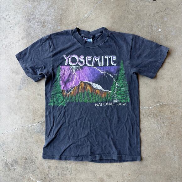 VINTAGE 80S YOSEMITE NATIONAL PARK T-SHIRT NATURE FADED GRAPHIC MENS SMALL - Picture 1 of 5